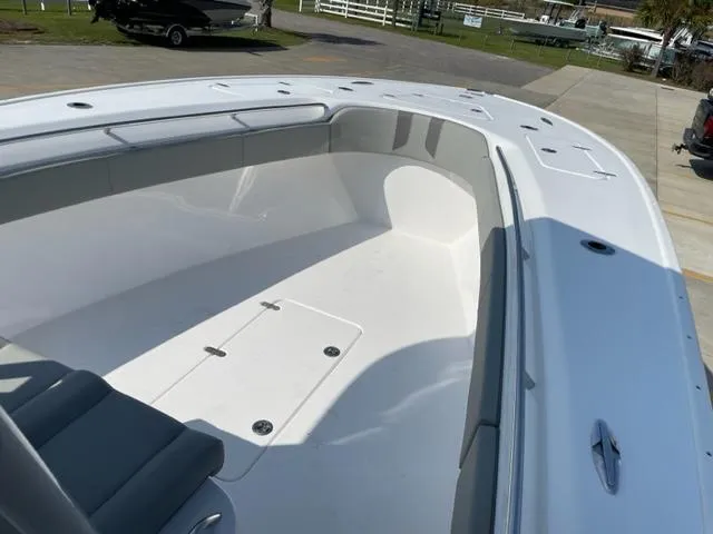 Slide: The Image of 2024 Cape Horn 31T boat interior, spacious deck with seating. - 23