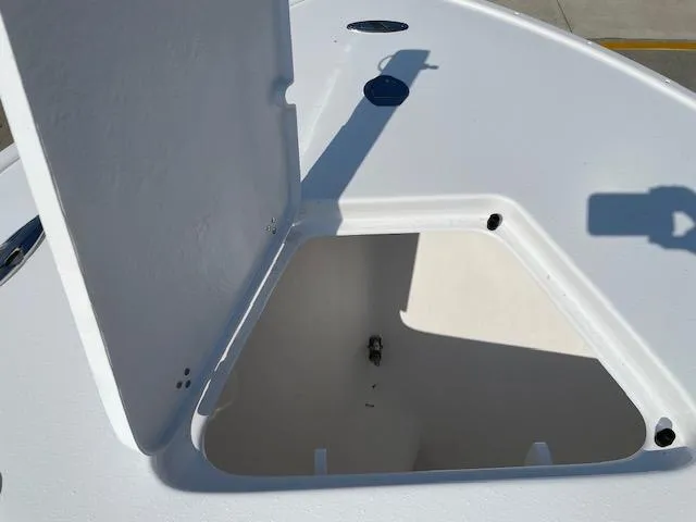 Slide: The Image of Open storage compartment on a 2024 Cape Horn 31T boat. - 31
