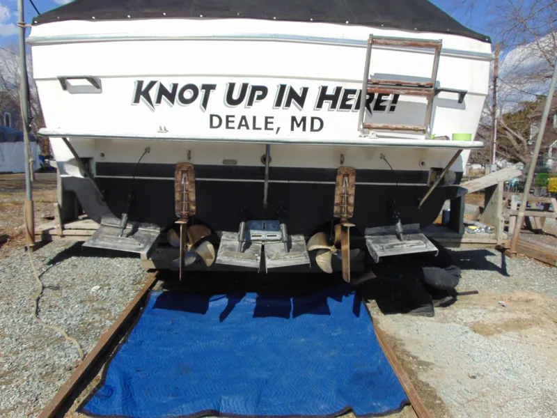Slide: The Image of 1991 Bayliner 3288 Motoryacht with "Knot Up In Here!" text, Deale, MD. - 23