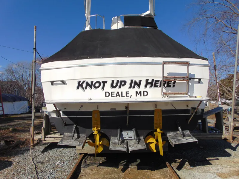 Slide: The Image of 1991 Bayliner 3288 Motoryacht with "Knot Up In Here!" text, Deale, MD. - 25
