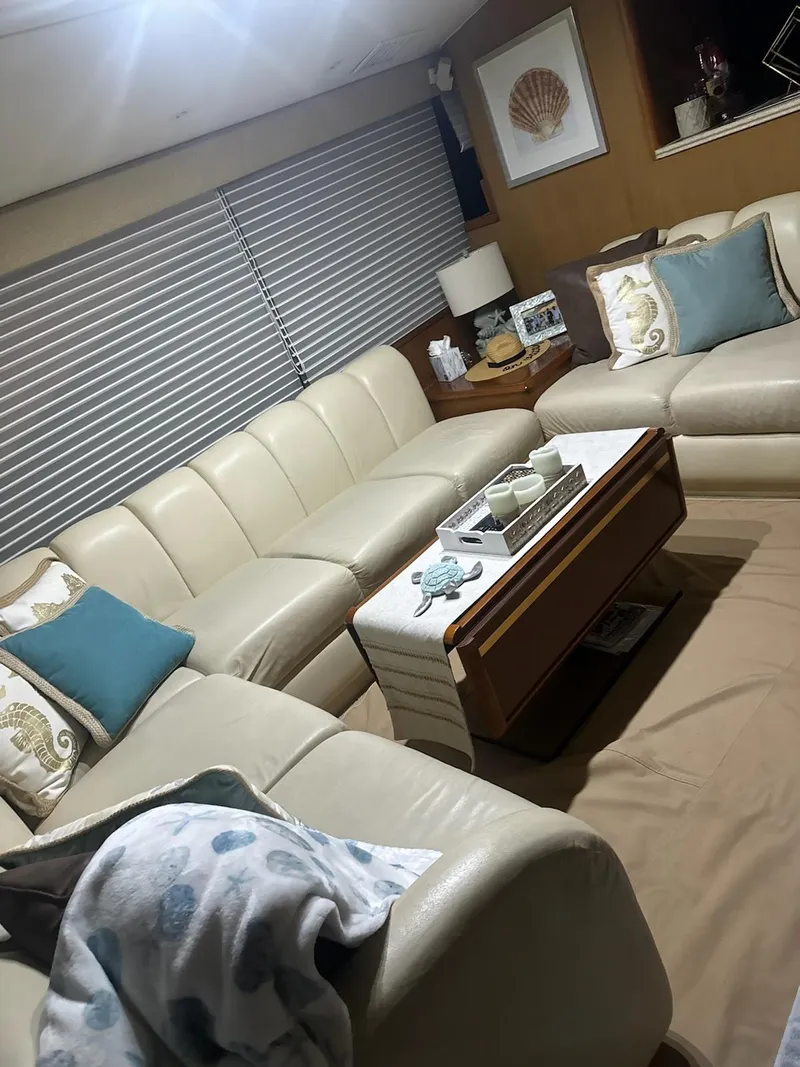 Slide: The Image of Luxurious interior of a 2001 Ocean Yachts 56 Super Sport with elegant seating and decor. - 41