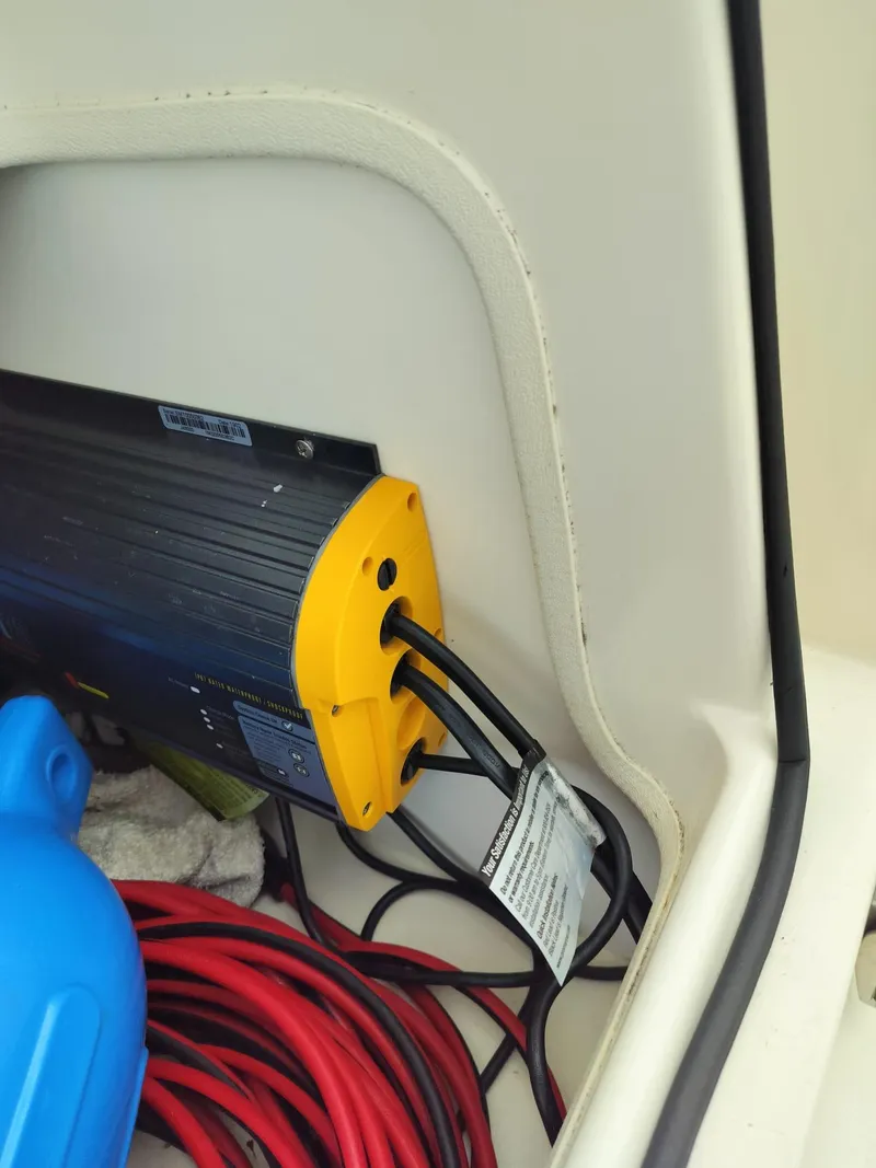 Slide: The Image of 2017 Sea Chaser 24 HFC boat wiring and equipment compartment. - 49