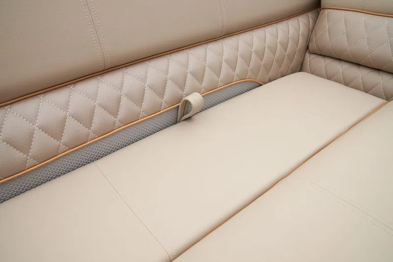 Slide: The Image of 2024 Ranger Reata 220FC beige quilted leather boat seating. - 46