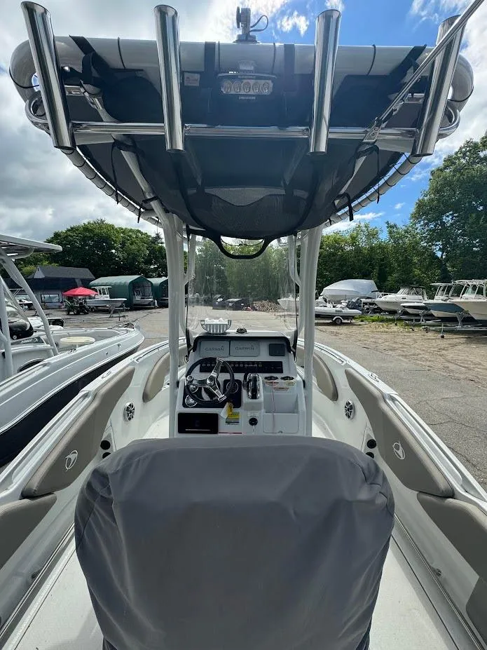 Slide: The Image of 2021 Finseeker 206 CC boat interior with console and seating. - 9