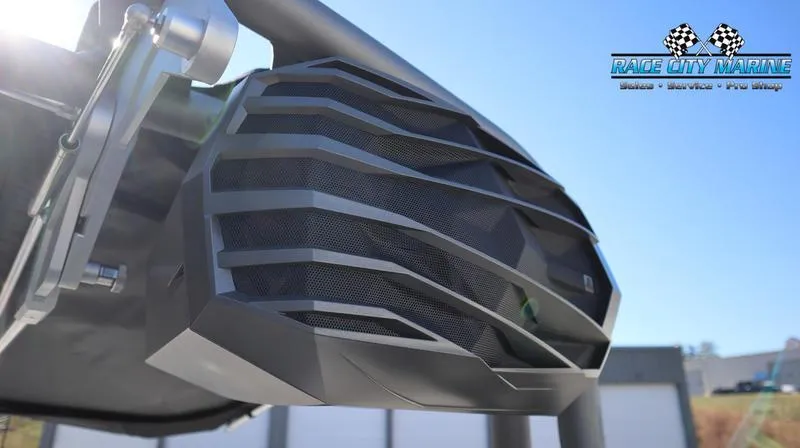 Slide: The Image of 2024 Nautique GS24 boat speaker close-up at Race City Marine. - 26