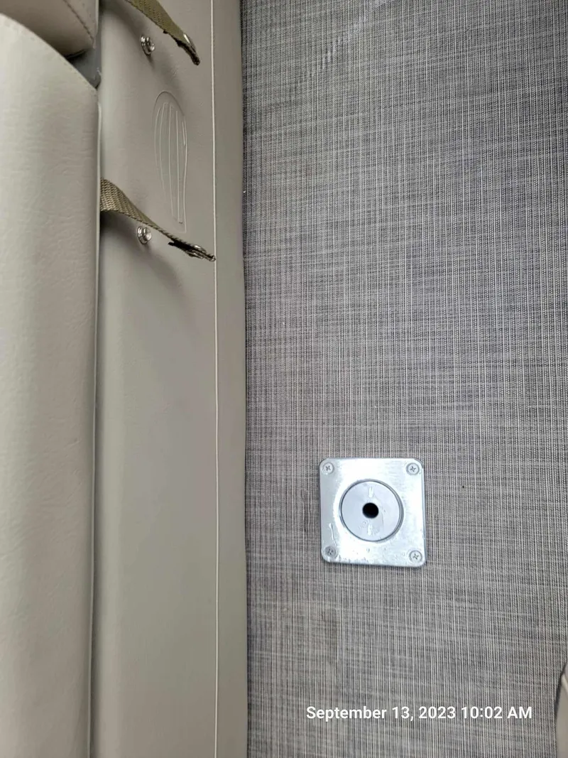 Slide: The Image of Close-up of interior detail in 2024 Sun Tracker SportFish 22 DLX pontoon boat. - 15