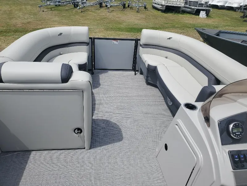 Slide: The Image of 2023 Starcraft EXS-5 boat interior with spacious seating and modern design. - 1