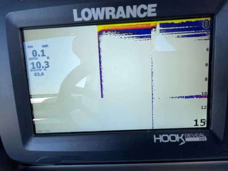 Slide: The Image of Lowrance Hook Reveal 5SS fish finder display on a 2023 Berkshire 24 UL CTS. - 13