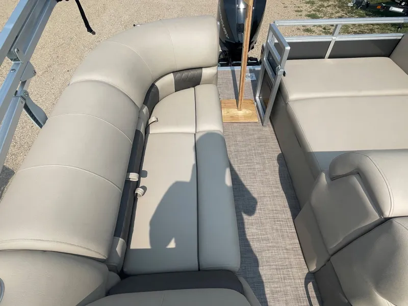 Slide: The Image of 2024 Sun Tracker Party Barge 22 RF XP3 interior seating and deck area. - 15