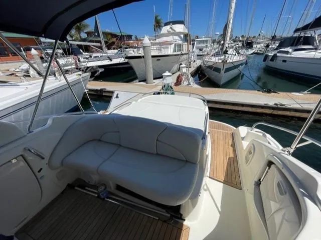 Slide: The Image of 2005 Cranchi 33 Express yacht interior with marina view. - 23
