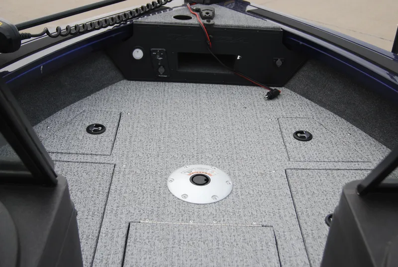 Slide: The Image of 2024 Tracker Targa V-19 Combo boat interior, front deck view. - 8