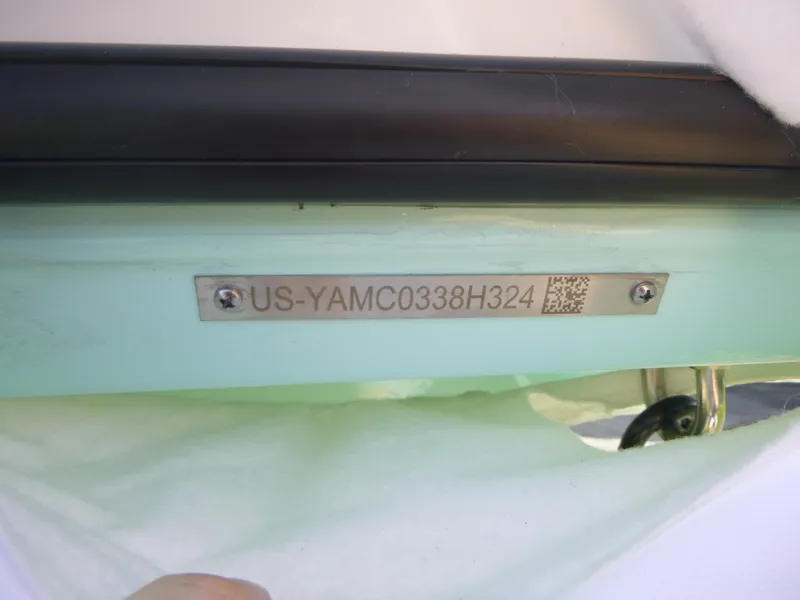 Slide: The Image of 2024 Yamaha Boats AR250 hull identification number (HIN) plate. - 38
