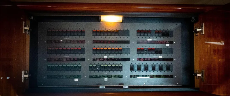 Slide: The Image of Electrical control panel of a 1998 Sunseeker Predator 63 yacht. - 30