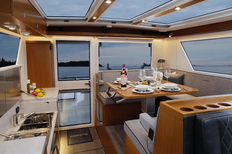 Slide: The Image of Interior of 2025 Sargo 45 Cat A yacht with dining area and kitchen. - 20