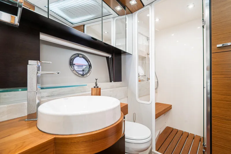 Slide: The Image of Luxurious bathroom of 2017 Tiara Yachts C53 Coupe with modern design. - 28