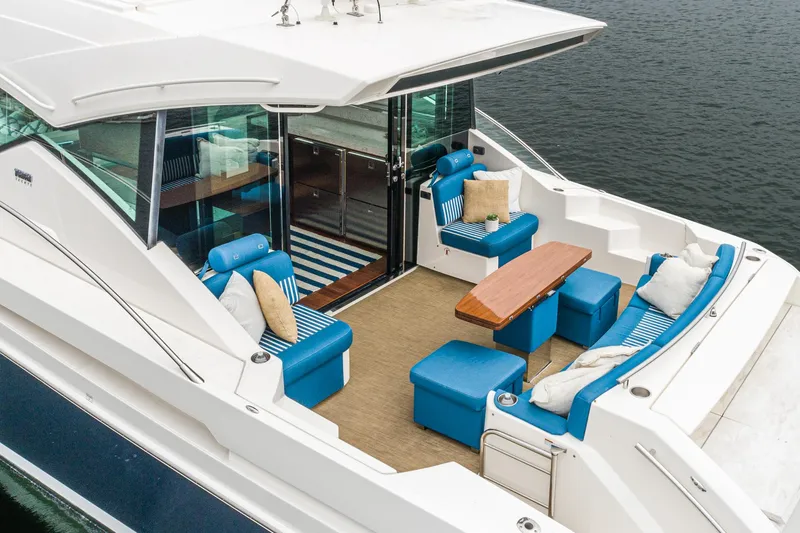 Slide: The Image of Luxurious interior of 2017 Tiara Yachts C53 Coupe on the water. - 32