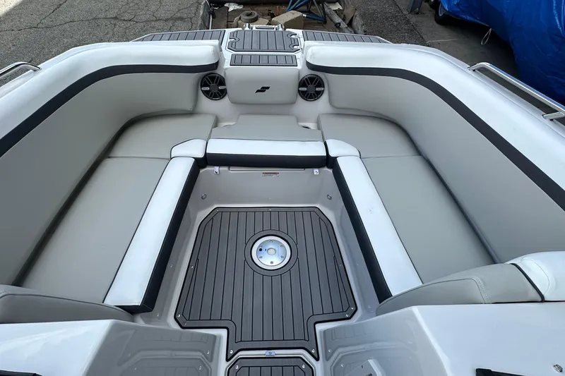 Slide: The Image of 2024 Starcraft SVX 230 OB boat interior with spacious seating and modern design. - 25