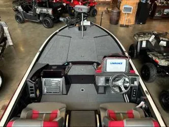 Slide: The Image of 2024 Ranger Z520R Ranger Cup boat interior with steering wheel and Lowrance electronics. - 4