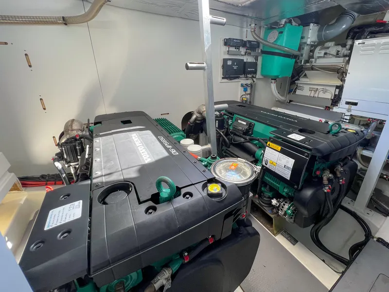 Slide: The Image of Engine room of a 2020 Prestige 520 S yacht with twin engines. - 9