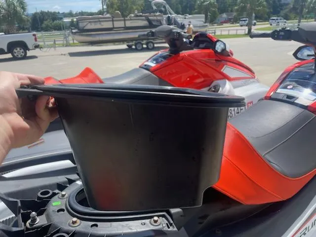 Slide: The Image of 2021 Yamaha WaveRunner VX Cruiser with open storage compartment. - 11