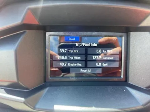 Slide: The Image of Yamaha WaveRunner VX Cruiser 2021 dashboard displaying trip and fuel information. - 8