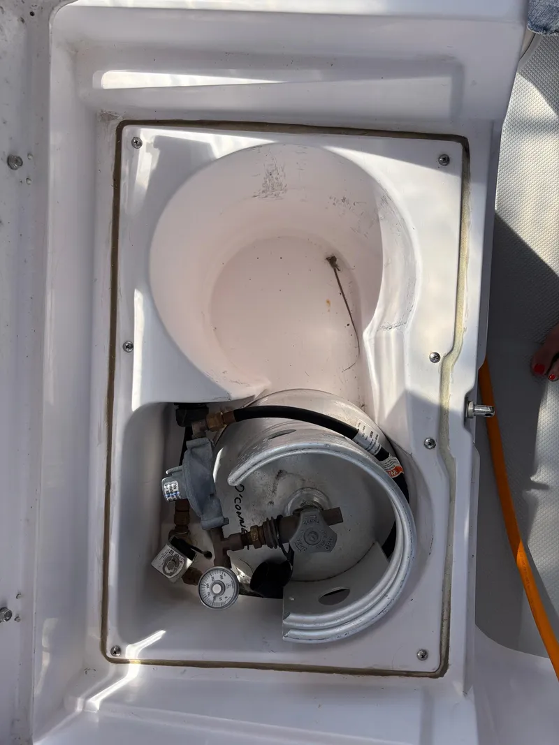 Slide: The Image of Propane tank compartment on a 2019 Catalina 385 sailboat. - 34