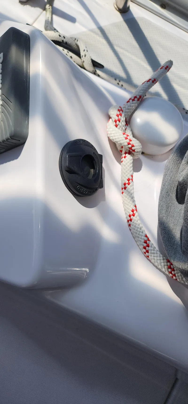 Slide: The Image of Close-up of 2019 Catalina 385 sailboat deck with rope and fittings. - 35