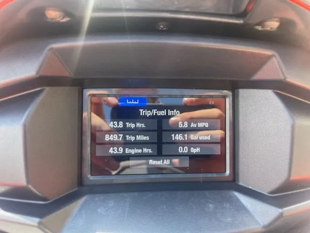 Slide: The Image of Yamaha WaveRunner VX Cruiser 2021 dashboard displaying trip and fuel information. - 9