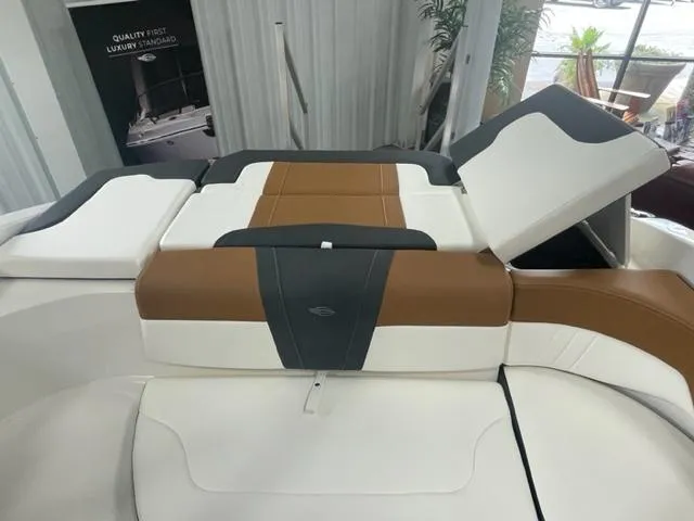 Slide: The Image of 2024 Chaparral 23 SSi boat interior with luxurious seating and modern design. - 5