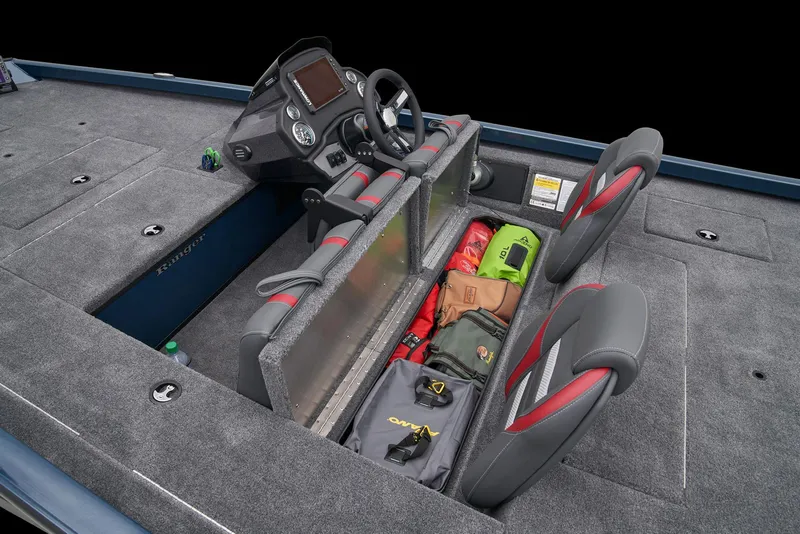 Slide: The Image of 2024 Ranger RT178C boat interior with storage compartments and seating. - 29