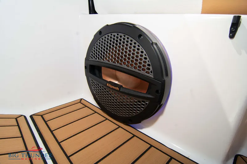 Slide: The Image of 2023 MasterCraft X24 boat with Klipsch speaker and teak flooring. - 43