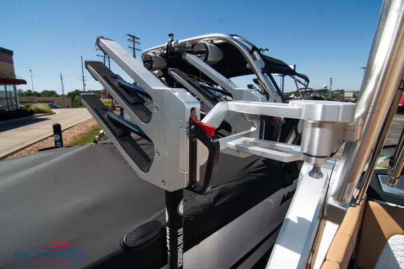 Slide: The Image of 2023 MasterCraft X24 boat with wakeboard rack. - 49