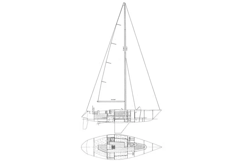 Slide: The Image of Blueprint of 1979 Custom SERENDIPITY sailboat, showcasing detailed design and layout. - 32