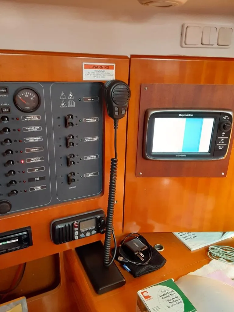 Slide: The Image of Control panel and navigation system inside a 2005 Beneteau First 44.7 yacht. - 14