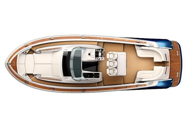 Slide: The Image of 2019 Chris-Craft Launch 38 I/O, top view, luxury motorboat with spacious seating and elegant design. - 17