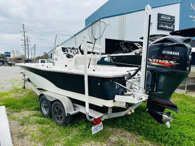 Slide: The Image of 2012 Sea Fox 22 XT boat with Yamaha engine on trailer, parked outdoors. - 3