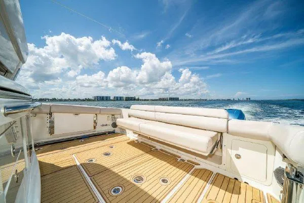 Slide: The Image of 2017 Boston Whaler 42 OUTRAGE boat with spacious deck and ocean view. - 16