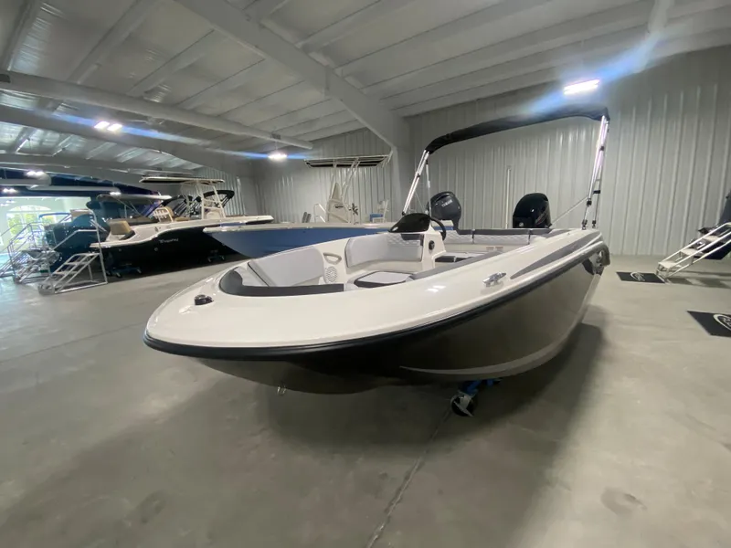 Slide: The Image of 2024 Bayliner Element M15 boat in showroom. - 3