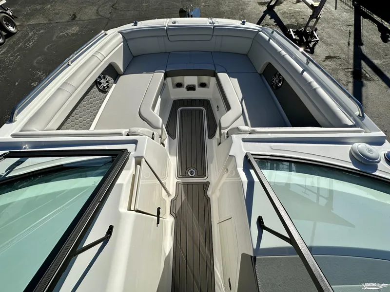 Slide: The Image of 2024 Sea Ray SDX 290 OB boat interior with spacious seating and sleek design. - 10