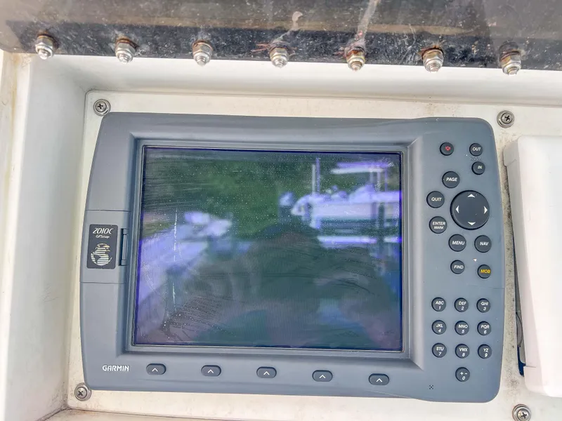 Slide: The Image of Garmin navigation system on a 2000 Luhrs 400 Convertible boat. - 15