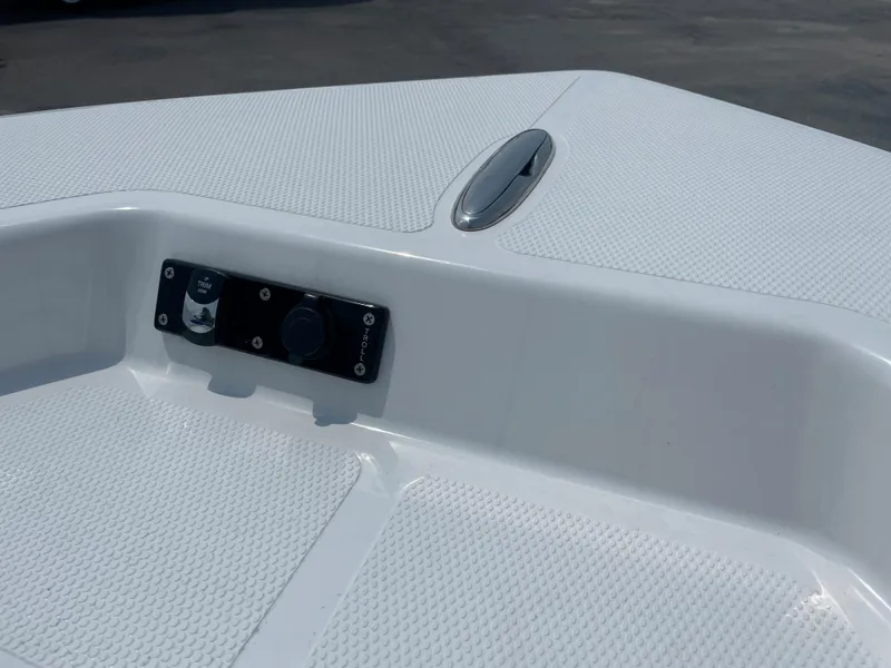 Slide: The Image of 2023 BlackJack 256 Bay boat deck with control panel. - 20