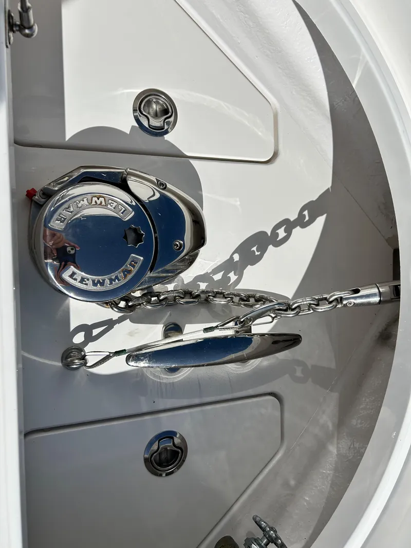 Slide: The Image of Anchor chain and winch system on 2022 Valhalla Boatworks V-33. - 6