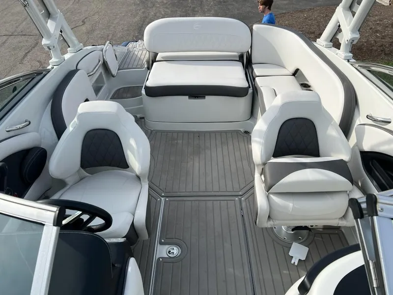 Slide: The Image of 2023 Crownline 260 SS SURF boat interior with luxurious seating and modern design. - 10