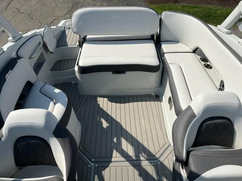 Slide: The Image of 2023 Crownline 260 SS boat interior with luxurious seating and modern design. - 7