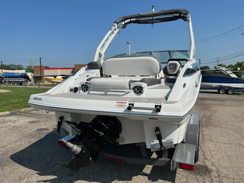 Slide: The Image of 2023 Crownline 260 SS boat on trailer, rear view. - 9