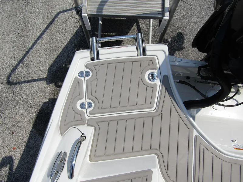 Slide: The Image of 2024 Crownline 270 XSS boat deck with sleek, modern design and non-slip surface. - 33