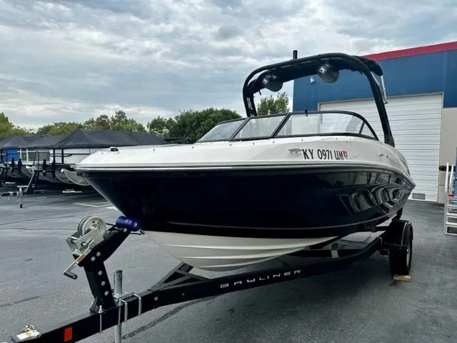 Slide: The Image of 2022 Bayliner VR5 boat on trailer in parking lot. - 3