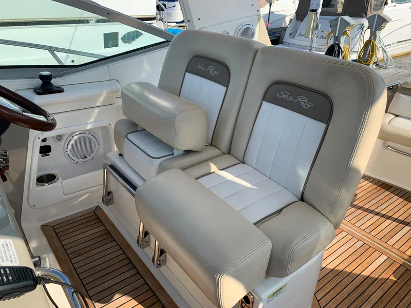 Slide: The Image of Interior of 2012 Sea Ray Sundancer 370 with comfortable seating. - 49