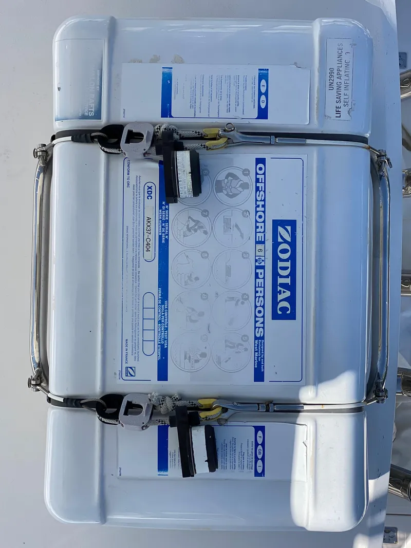 Slide: The Image of Zodiac offshore life raft on 2005 Cabo 40 Hardtop Express boat. - 14