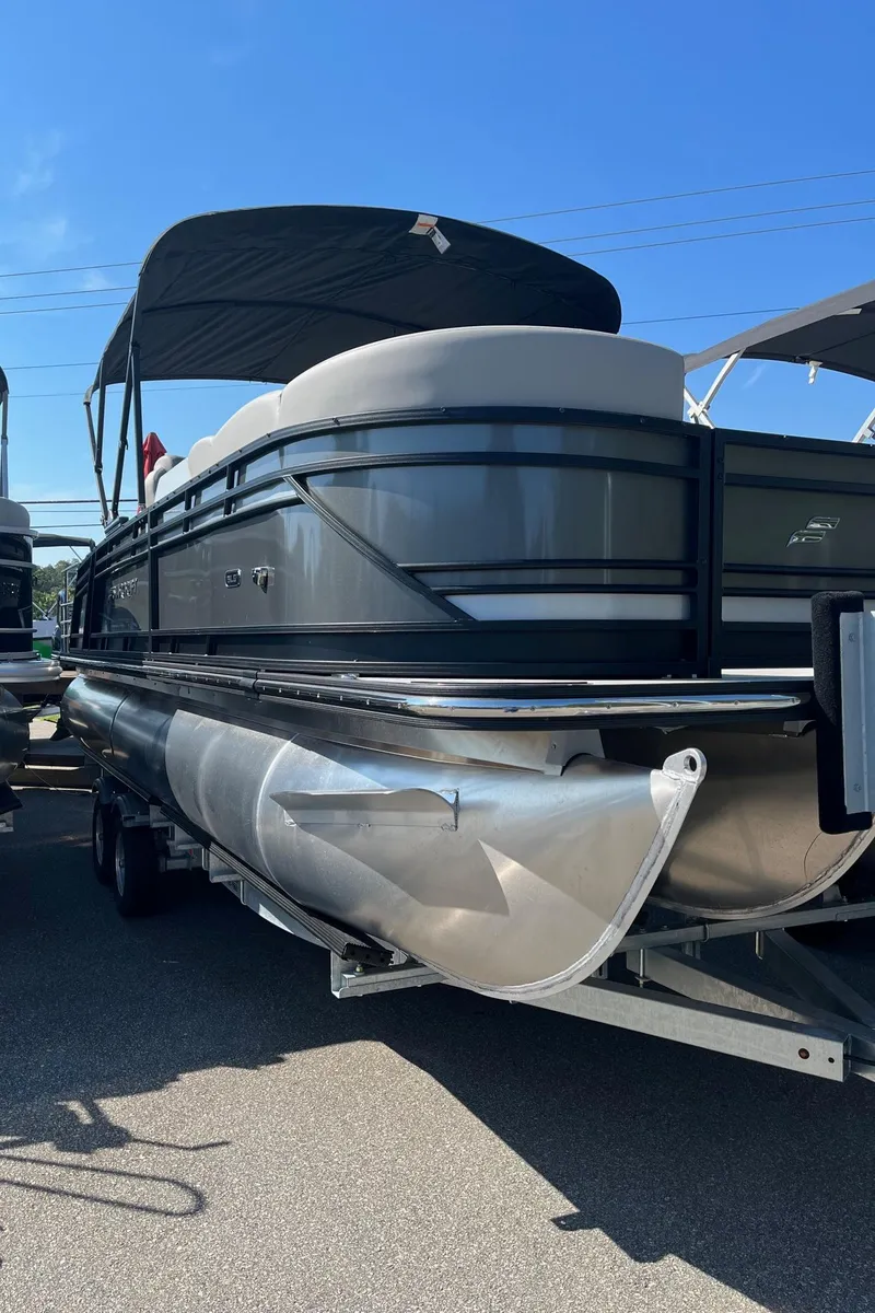 Slide: The Image of 2024 Starcraft SLS 3 Q DH pontoon boat on trailer. - 4